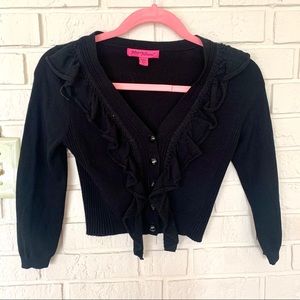 Betsey Johnson cropped ruffle cardigan